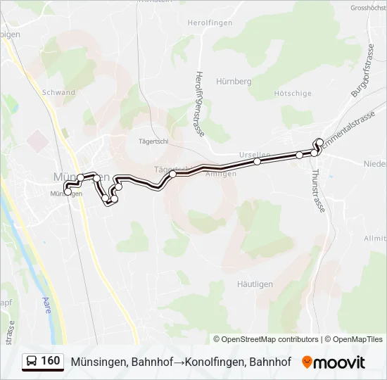 160 Bus Line Map