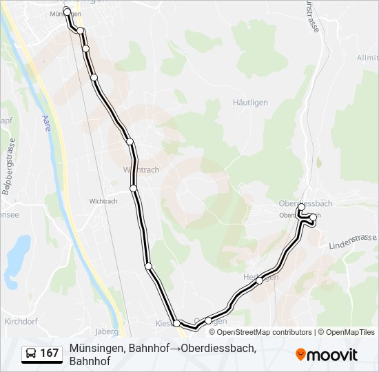 Plan de la ligne 167 de bus