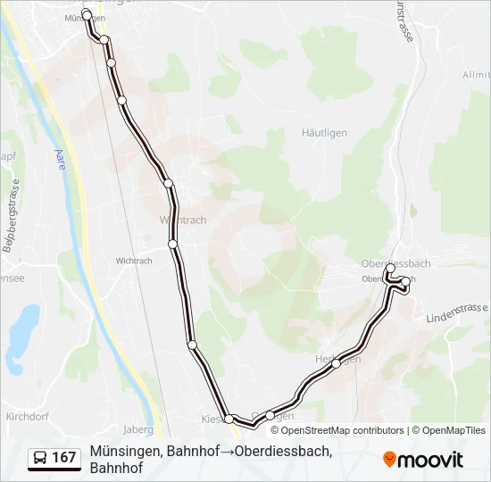 167 Bus Line Map