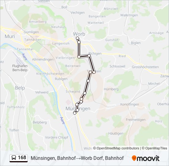 168 bus Line Map