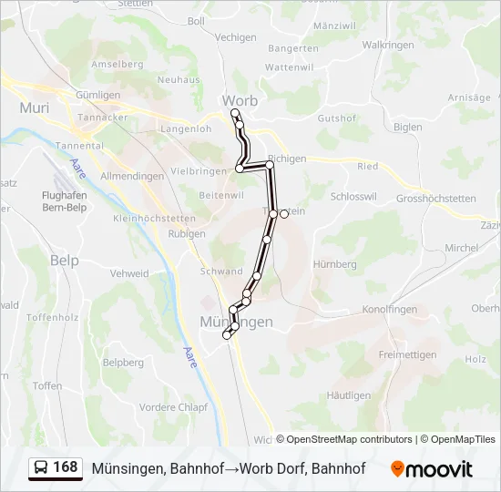 Plan de la ligne 168 de bus
