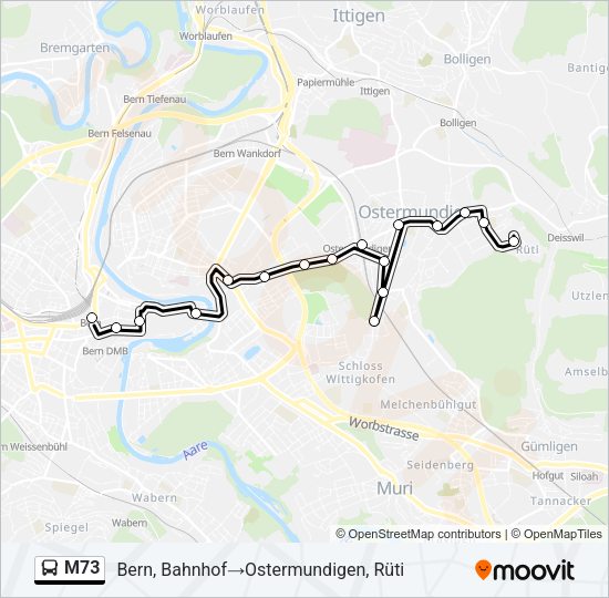 M73 Bus Line Map