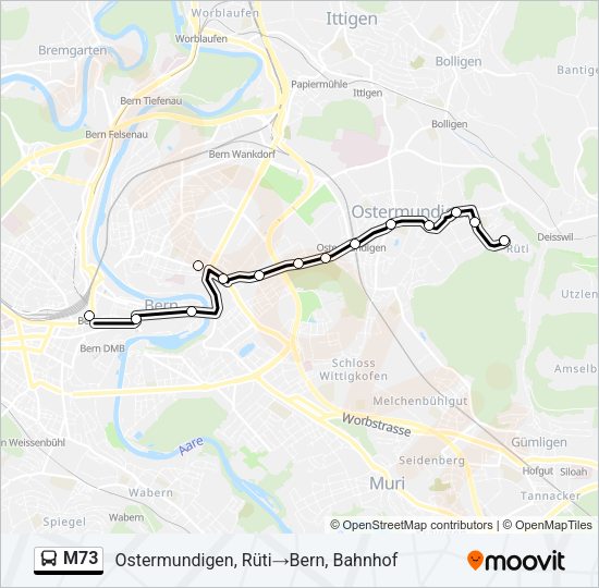 M73 Bus Line Map