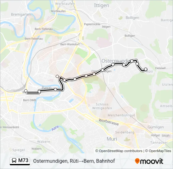 M73 Bus Line Map