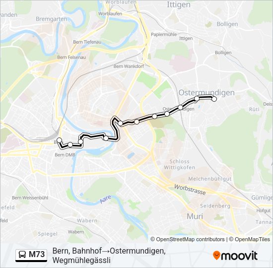 M73 Bus Line Map