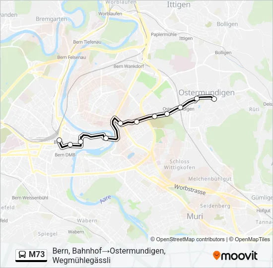 M73 Bus Line Map