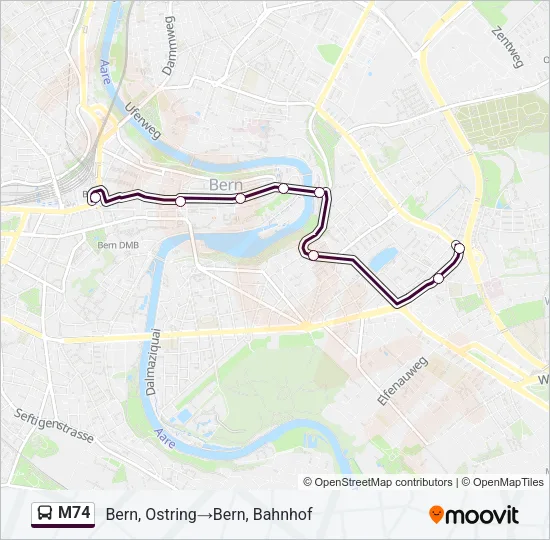 M74 Bus Line Map