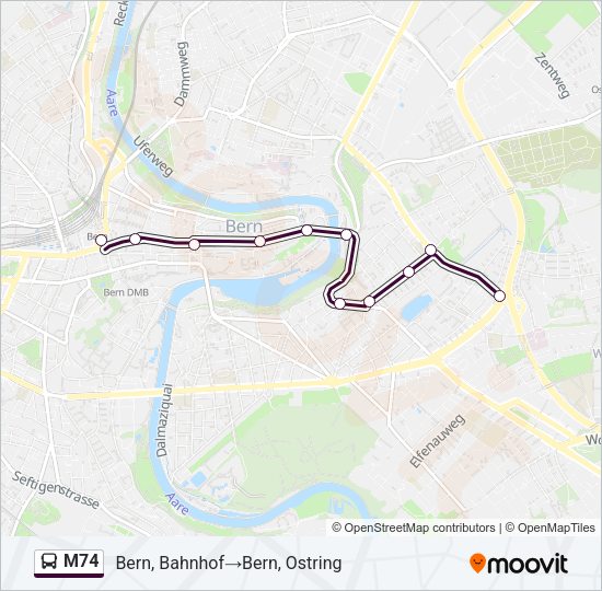 M74 Bus Line Map