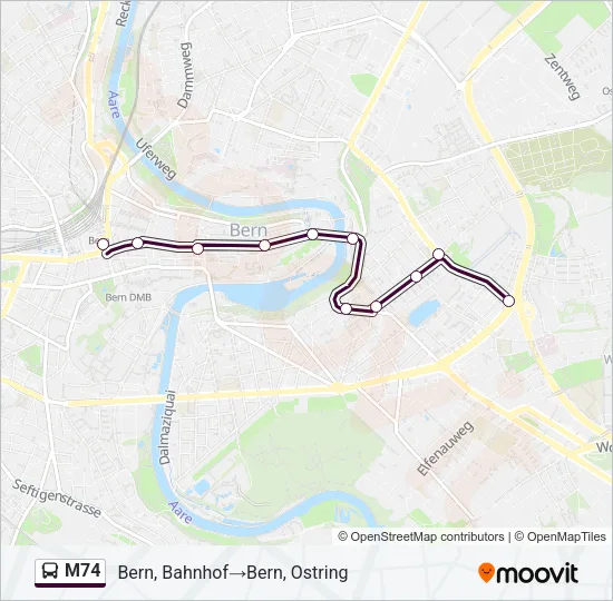 M74 Bus Line Map