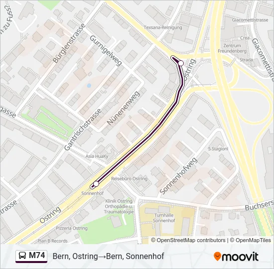 M74 Bus Line Map