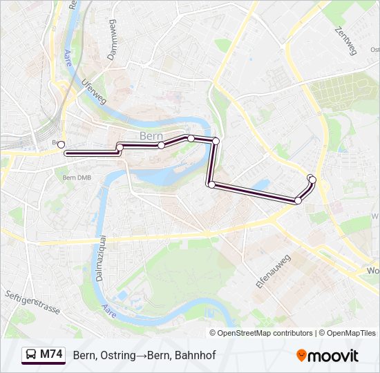M74 Bus Line Map