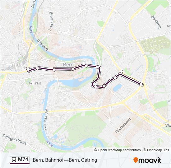 M74 Bus Line Map