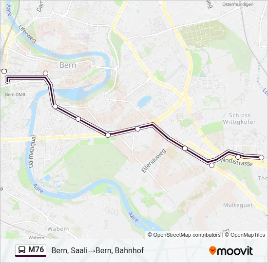 M76 Bus Line Map