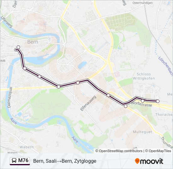 M76 Bus Line Map