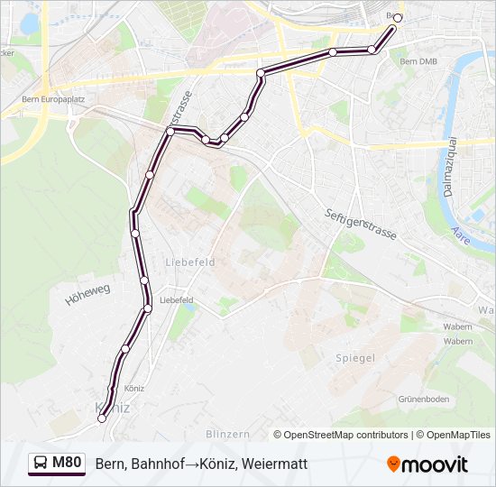M80 Bus Line Map