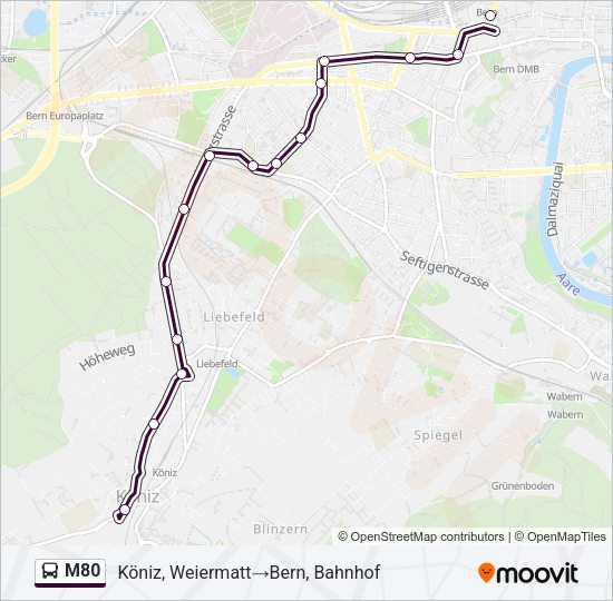 M80 Bus Line Map