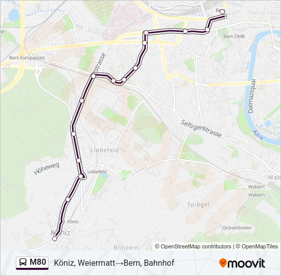 M80 Bus Line Map
