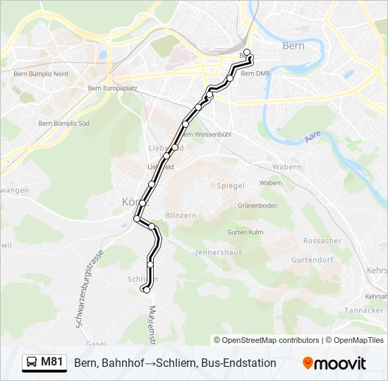 Plan de la ligne M81 de bus