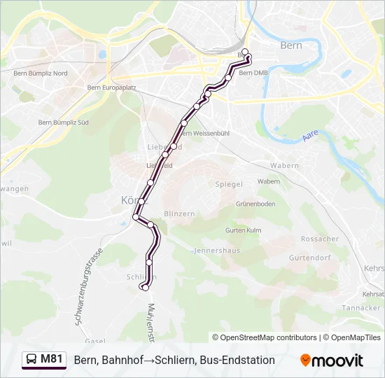 M81 Bus Line Map