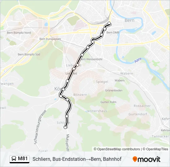 M81 Bus Line Map