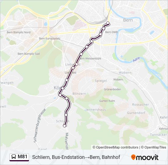 M81 Bus Line Map