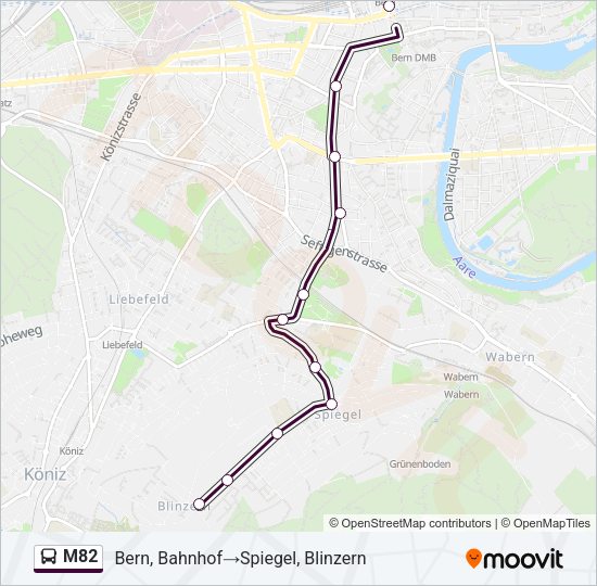 M82 Bus Line Map