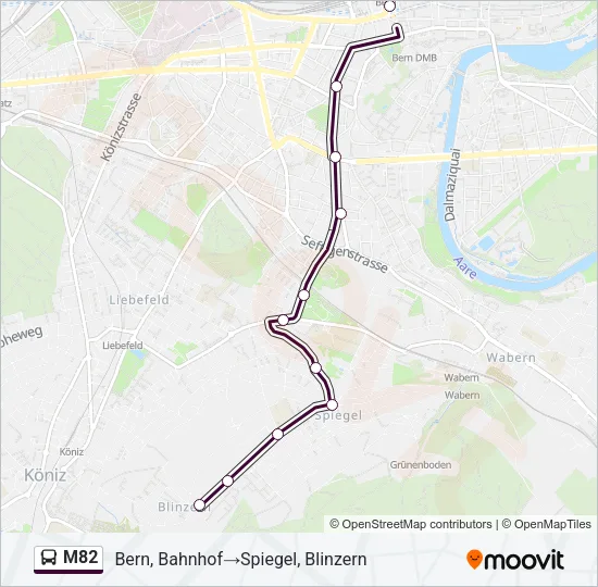 M82 Bus Line Map