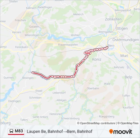 M83 Bus Line Map