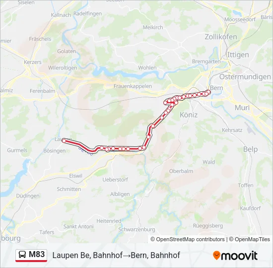 M83 Bus Line Map