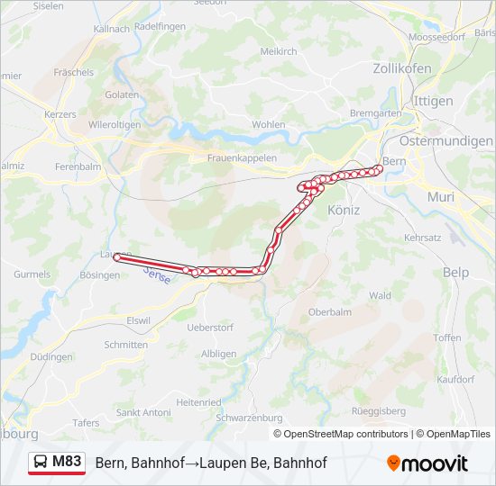 M83 Bus Line Map