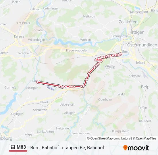 M83 Bus Line Map