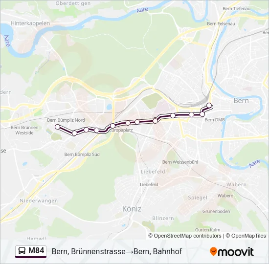 M84 Bus Line Map