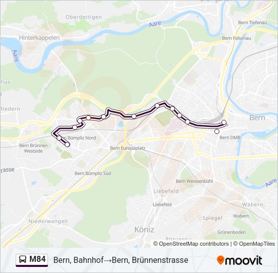 M84 Bus Line Map