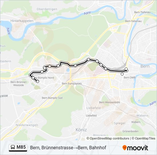 M85 Bus Line Map