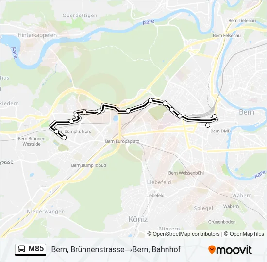 M85 Bus Line Map