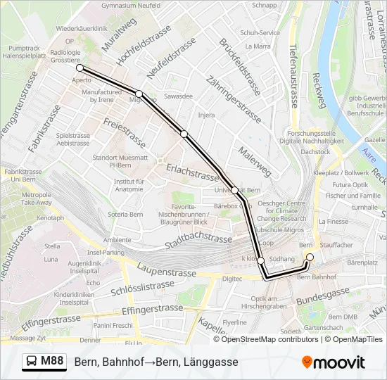 M88 Bus Line Map