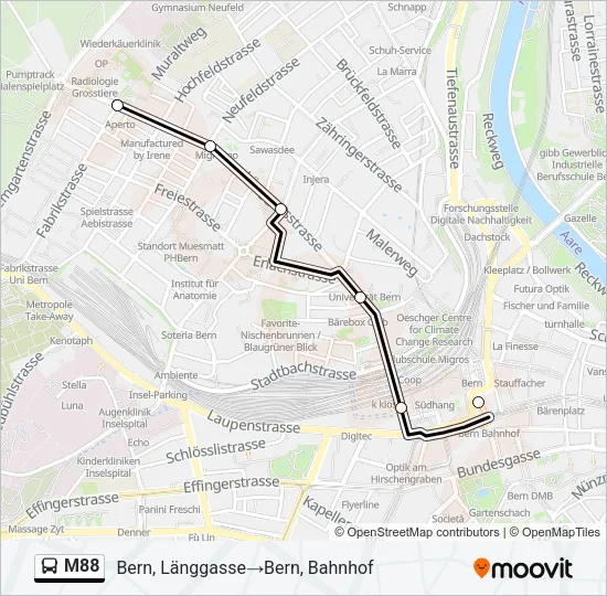 M88 Bus Line Map