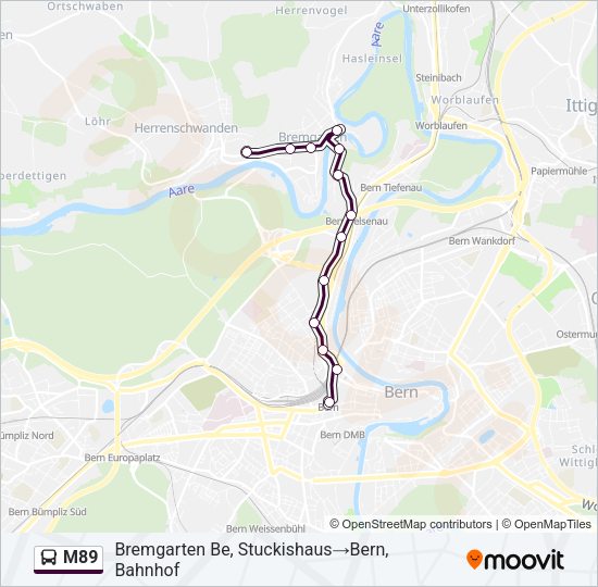 M89 Bus Line Map