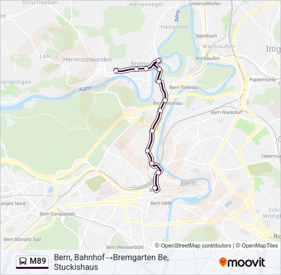 M89 Bus Line Map