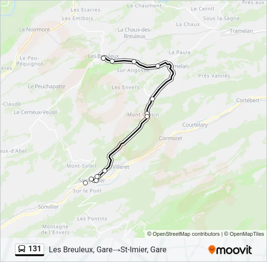 Plan de la ligne 131 de bus