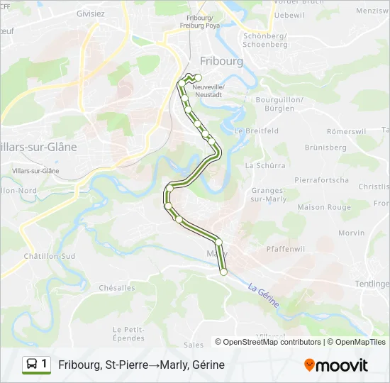 1 Bus Line Map
