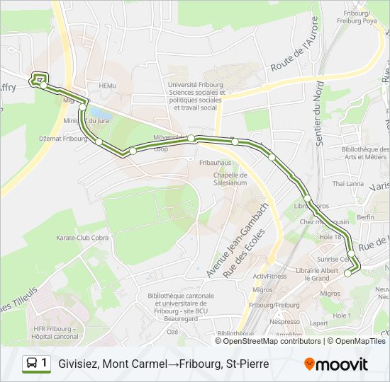 1 Bus Line Map