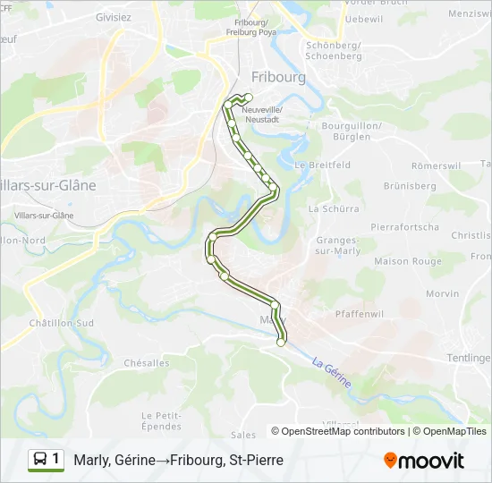 1 Bus Line Map