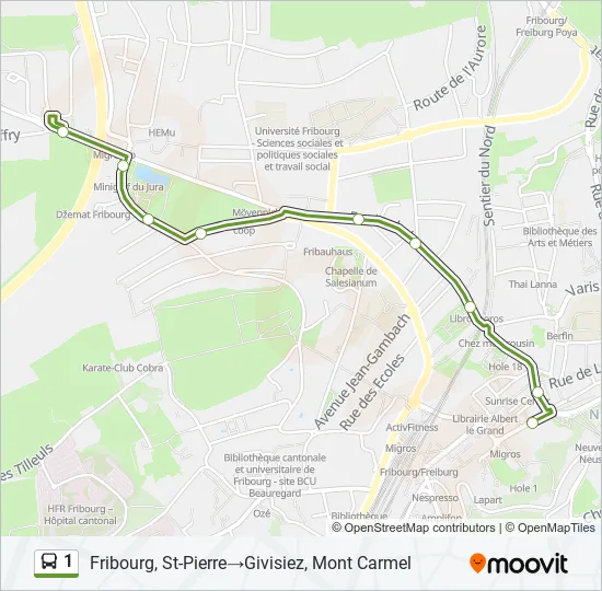 1 Bus Line Map