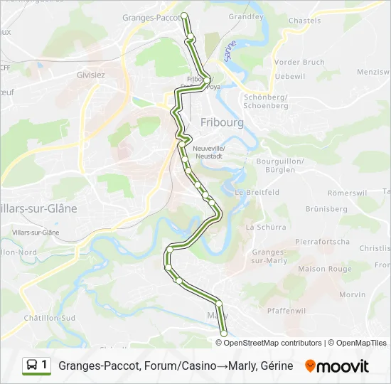 1 Bus Line Map