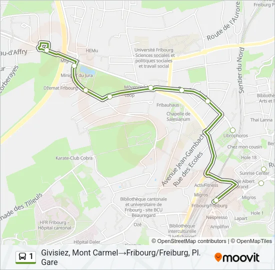 1 Bus Line Map