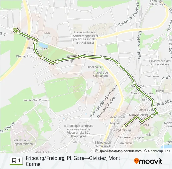 1 Bus Line Map