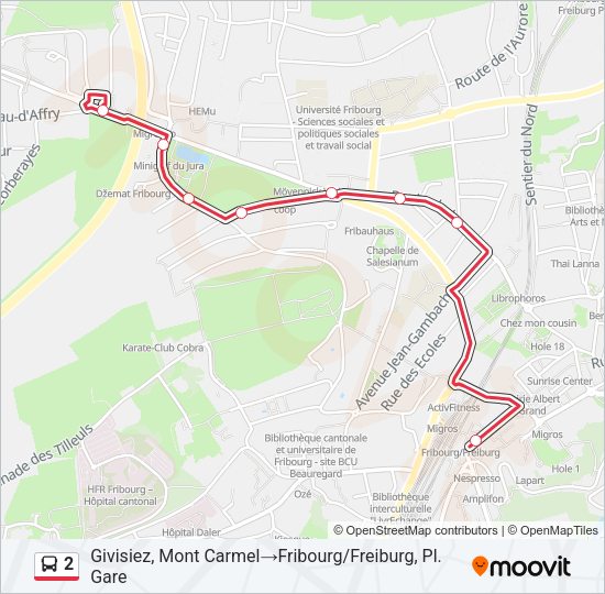 2 Bus Line Map