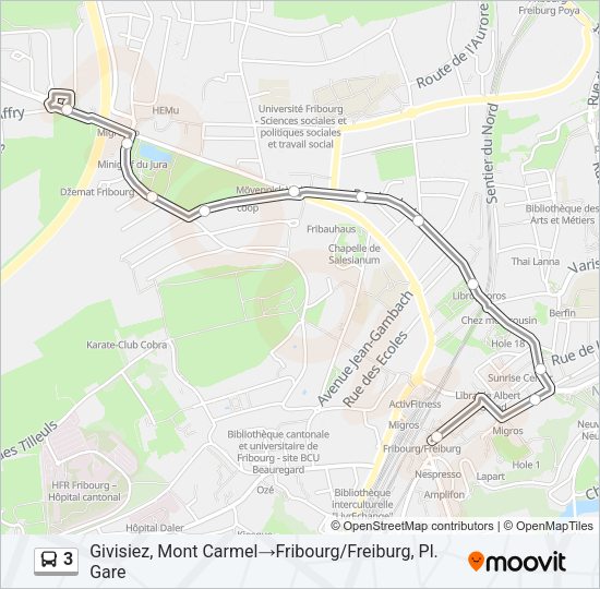 3 Bus Line Map