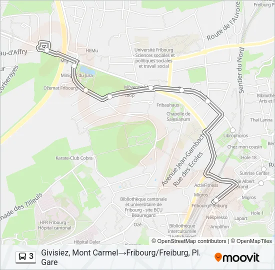 3 Bus Line Map
